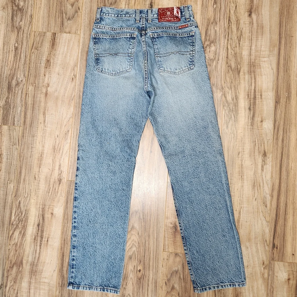 Vintage Lucky Brand Dungarees Jeans USA Made Size 32 Tight Fit Zipper Fly 90s